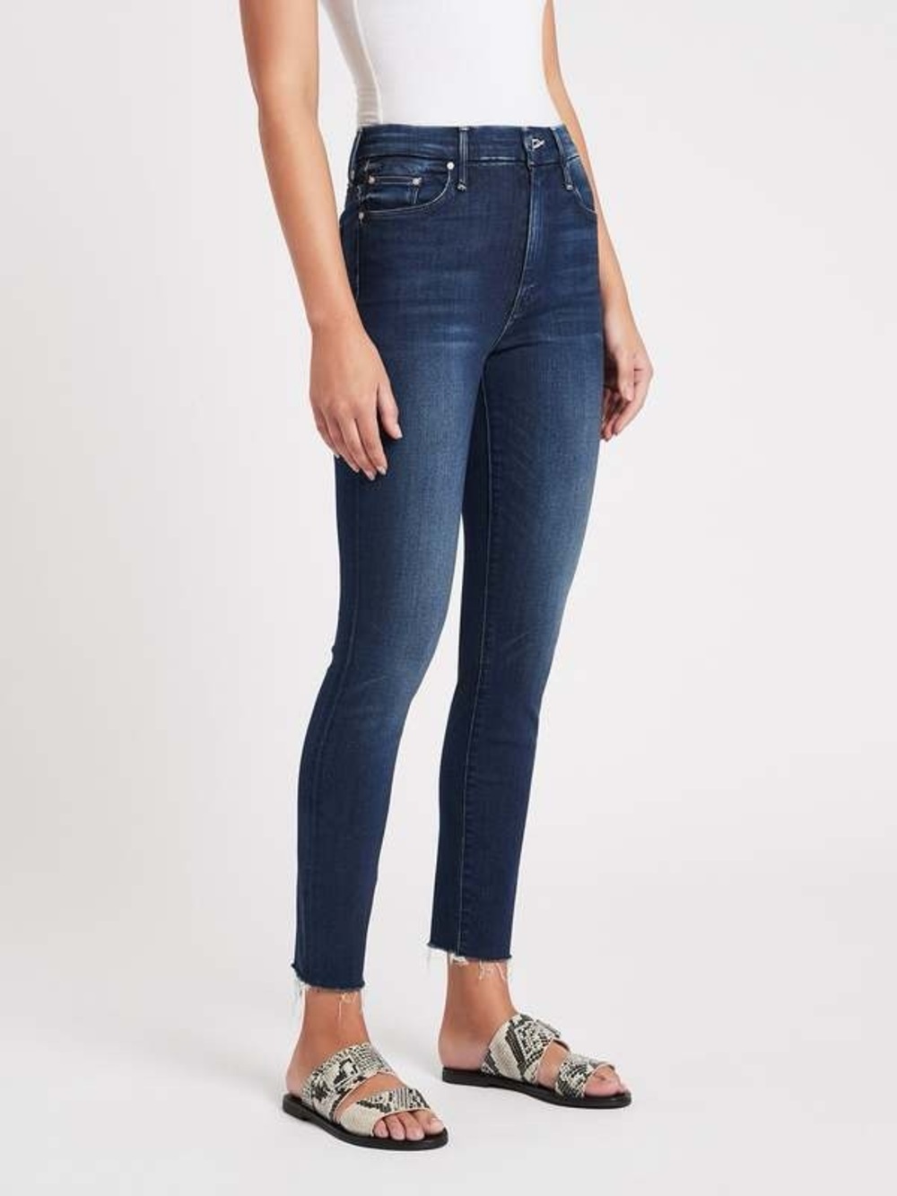 MOTHER High Waisted Looker Ankle Fray Skinny Jean Tongue and Chic Denim Women 27
